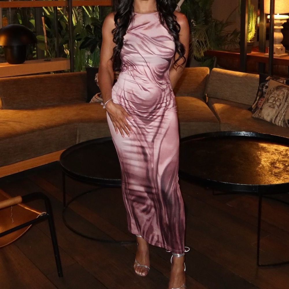 Purple wet look dress